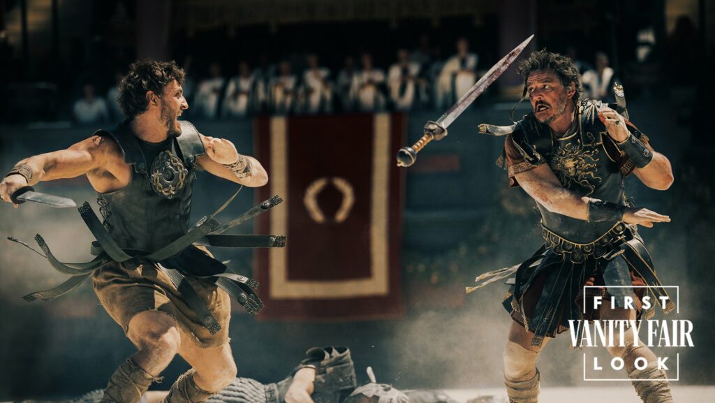 Pedro Pascal y Paul Mescal se enfrentarán en la nueva entrega de Gladiador 2. Foto: Vanity Fair.